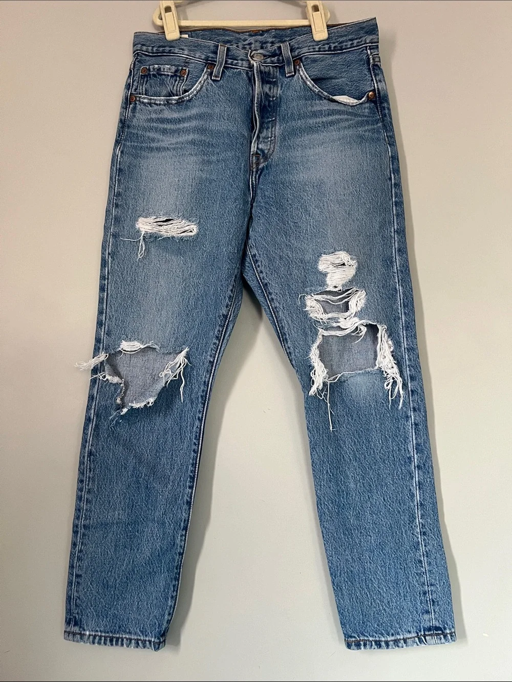 Levi's Distressed Blue Slim Straight Jeans